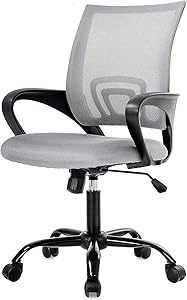 Simple Home Ergonomic Desk Office Chair Mesh Computer Chair, Lumbar Support Modern Executive Adjustable Stool Rolling Swivel Chair for Back Pain, Chic Modern Best Home Computer Office Chair - Grey