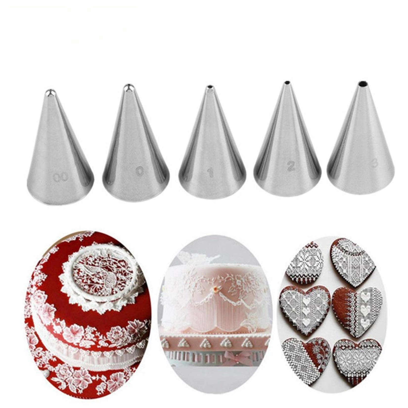 FantasyDay Cake Decorating Set, 5 Pieces Stainless Steel Icing Piping Nozzles Tips Decorating Tips - Christmas Birthdays Anniversary Wedding DIY Pastry Nozzles Tools for Cakes Cupcakes Baking Cookies