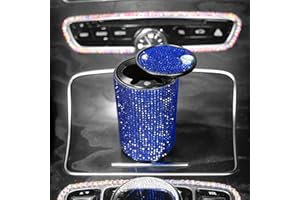 POMELO LITCHI PITAYA Car Cigarette Ashtray Auto Mini Car Ashtray Portable with lid smell proof Crystal Diamond Car Ashtray for Women Mini Car Trash Can Ideal for Car——size:10cm*6cm(Blue)