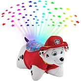 Pillow Pets Nickelodeon Paw Patrol Marshall, 11" Sleeptime Lite | Snuggle Buddy and Night Light in One, Projects Rainbow Stars, 3 Color Modes, 20-Minute Auto-Off Timer