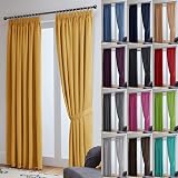 John Aird Blackout Curtains Ochre 90x54 In 2 Panels Pencil Pleat with Tie Backs