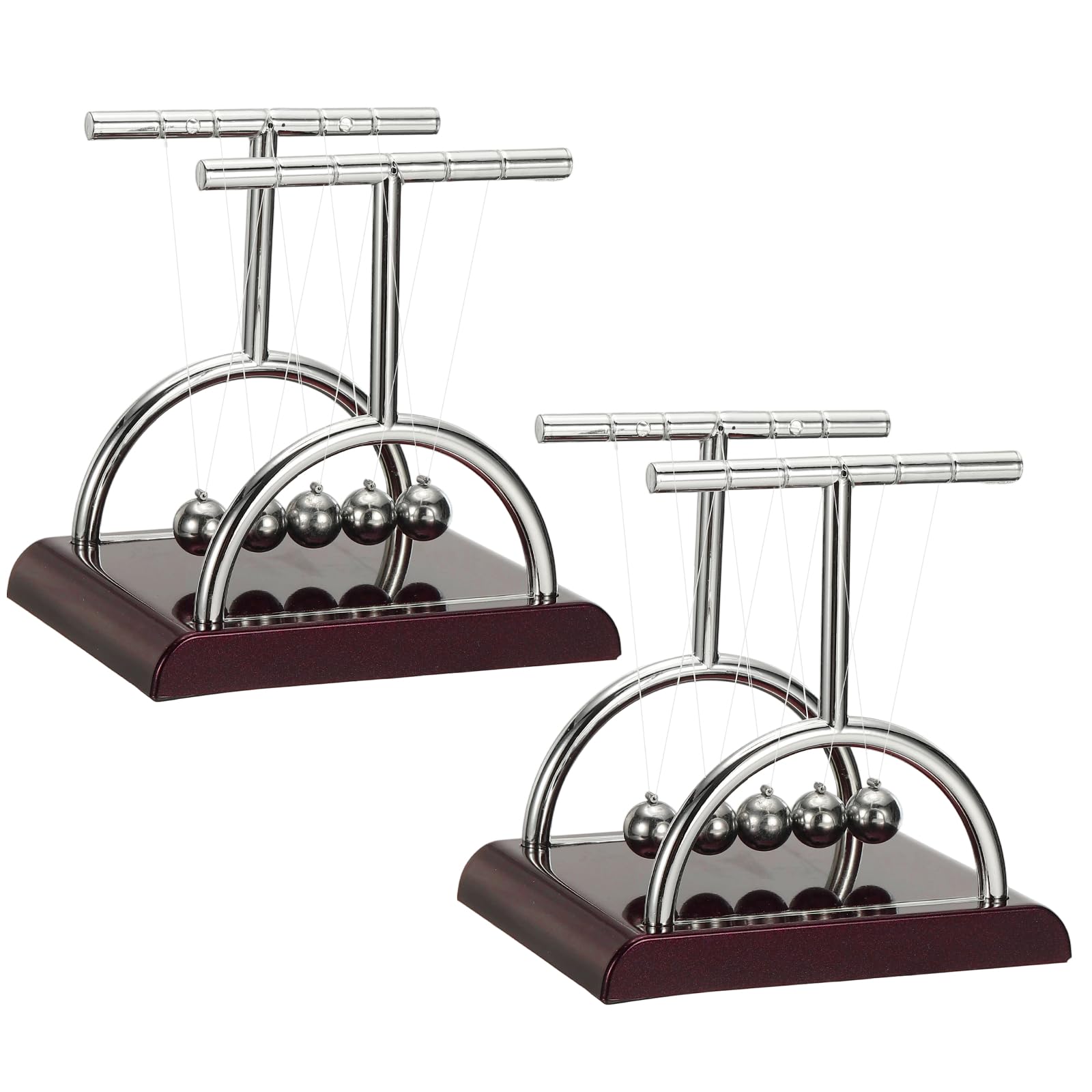 PATIKIL 2 Pack Newtons Cradle, Newton's Cradle Pendulum 5 Balance Balls Desk Toys Gravity Ball Cool Funny for Physics Toys Adults Science Men Office Desk Decor Home Gift, T-shaped, M