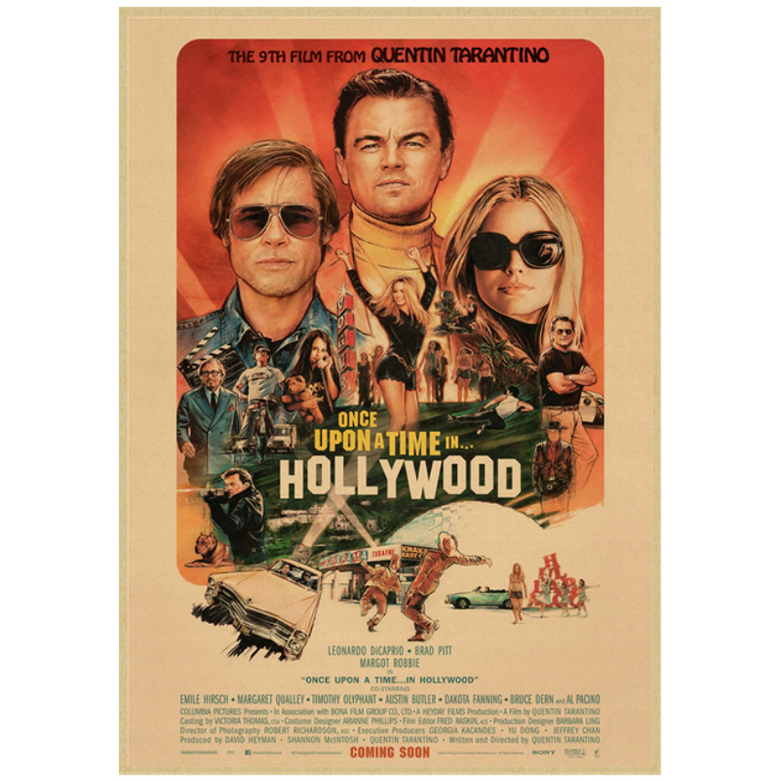 JLFDHR Movie Poster Once Upon A Time In Hollywood Posters Print Canvas Wall Art For Living Room Bar Cafe Home Decor-40X60Cmx1 No Frame