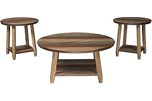 Signature Design by Ashley Raebecki 3-Piece Rustic Table Set, Includes Coffee Table and 2 End Tables, Multi Color Plank Design