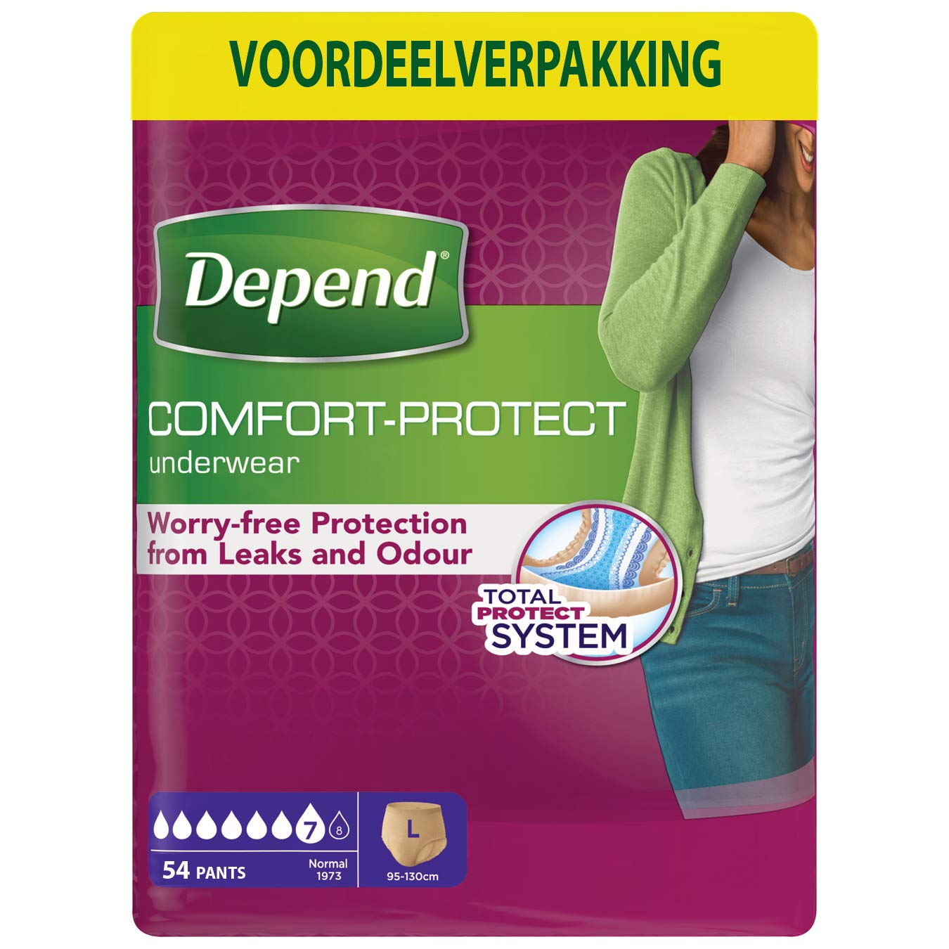 Depend Underwear Absorbent Absorption Normal Size L Women – 54 Units