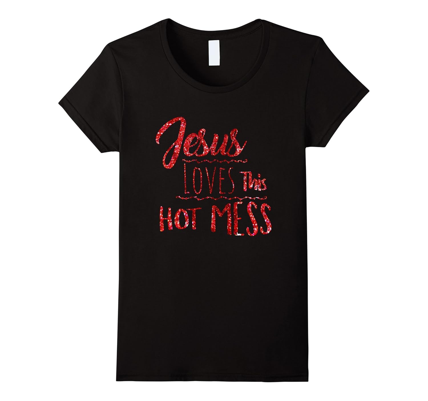 Womens Jesus Loves This Hot Mess Shirt Christian Red illustrated-ANZ