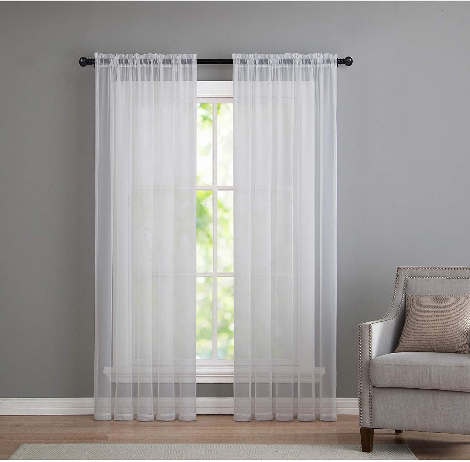 GoodGram 2 Pack Basic Rod Pocket Sheer Voile Window Curtain Panels Assorted eBay