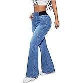 SOLY HUX Women's Flare Jeans Leggings High Waisted Stretch Bell Bottom Denim Pants