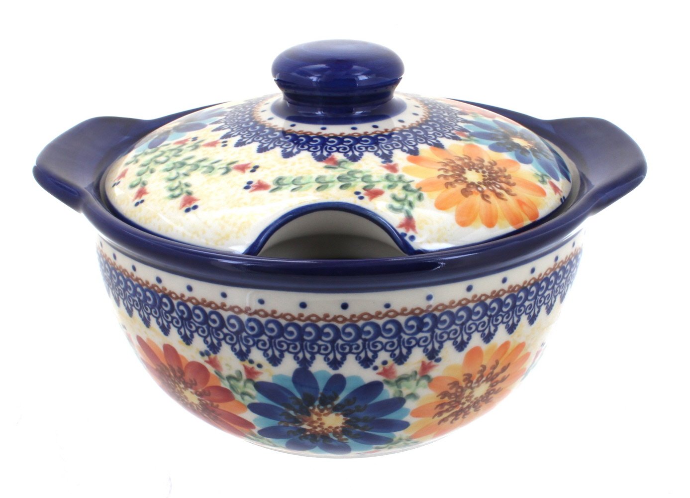 Blue Rose Polish Pottery Autumn Burst Soup Tureen