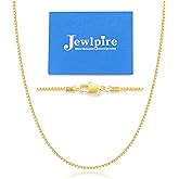 Jewlpire 1.3mm Box Chain 14K Gold Plated 925 Sterling Silver Chain Necklace for Women, Thin & Sturdy Womens Chains Necklace 14 16 18 20 22 24 26 Inches