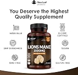 NEW LEAF PRODUCTS Lions Mane 2000mg Vegan Tablets 365 UK Made view 4