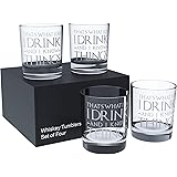 Game Of Thrones Inspired Whiskey Glass Set 4oz - That's What I Do I Drink and I Know Things Whiskey Glass Set of 4 - Old fash