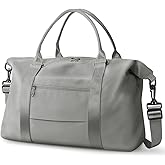 Travel Duffle Bag, Weekender Travel Bag Men Small Gym Bag for Women, Hospital Bag for Labor and Delivery, Overnight Bag Luggage Bag with Trolley Sleeve, Airplane Travel Essentials for Flying(Grey)
