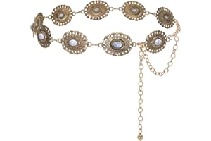 JASGOOD Western Concho Chain Belt for Women Cowgirl Boho Metal Waist Chain Belt for Dress Pants