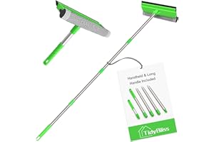 TidyBliss Window Cleaning Tools with Extension Pole 56”, Professional Car Windshield Washing Squeegee Kit, Household Glass Cl