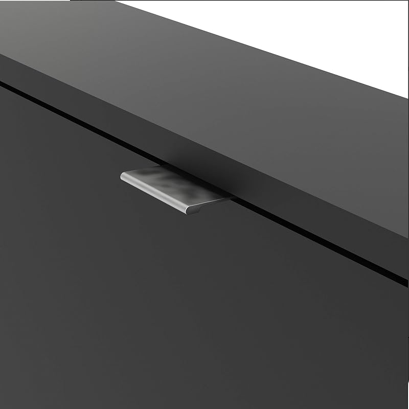 Schuhschrank mit zwei Türen, Farbe Schwarz, 70,3 x 85,2 x 16,55 cm — Foto 7 von 8