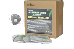Tribos aluminum oxide blasting media, sand blasting media, sand blaster for air compressor - 8 LBS - 3 sandblasting masks (100 Grit)