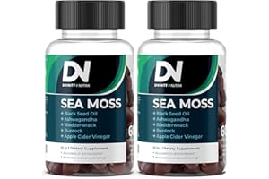 DIVINITY NUTRA Sea Moss Gummies 3000mg Ashwagandha Gummies 1000mg Black Seed Oil 2000mg Bladderwrack 1000mg Burdock Turmeric Apple Cider Vinegar Manuka Honey - for Immune Support 120 Counts