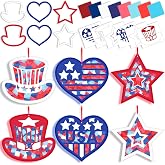 42 Packs 4th of July Suncatchers Crafts for Kids, Patriotic 250th Anniversary DIY Star Tissue Paper Sign Art Craft Kit Gift for Patriotic Religious Christian Classroom Church Activities Party Decor