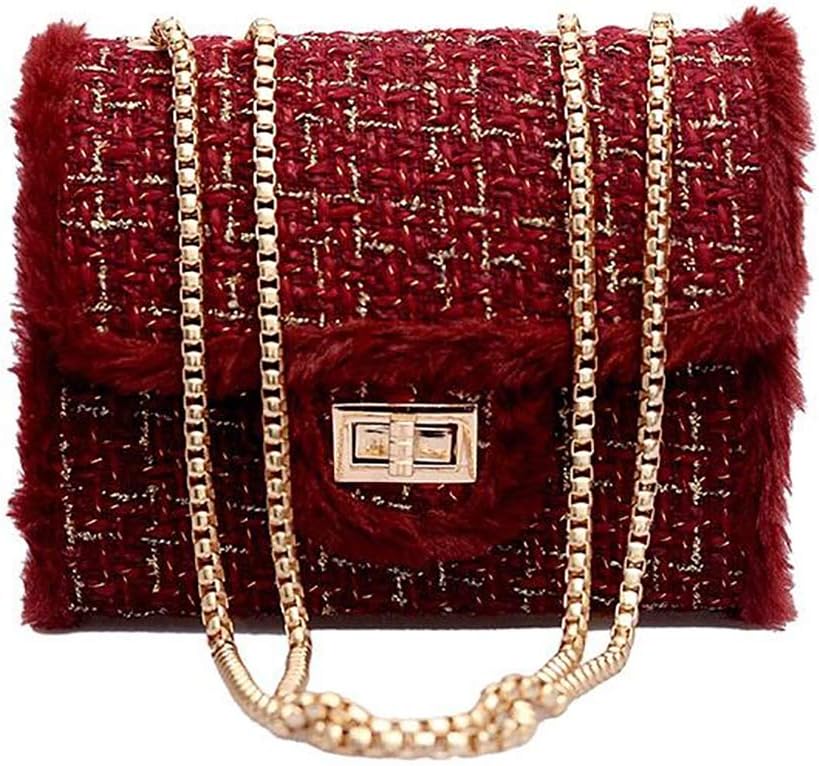 Chain Handbags For Women Shoulder Bag Woolen Fabric Messenger Bag Clutch bag
