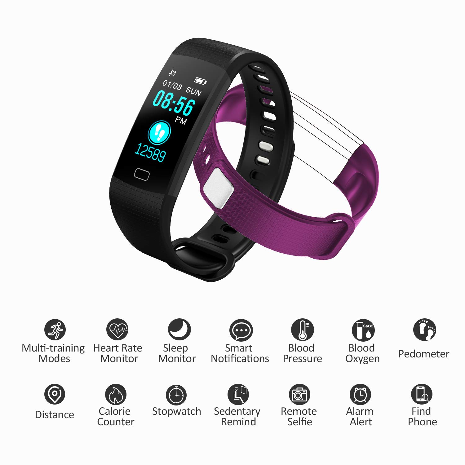 AK1980 Fitness Tracker Watch with Heart 