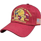 250 Anniversary USA hat, Patriotic Embroidered Baseball Cap, Patriot Cap 1776-2026 Bicentennial Gift for Men & Women