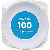 Perfectware- 6" Uncoated Paper Plates for Daily Use/Crafts/Events and Much More -Pack of 100ct