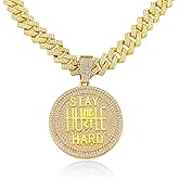 PHOEGRAY Cuban Link Chain for Men, Miami Men's Chain Silver Gold Plated Necklace for Diamond Chain for Ice Chain Hip Hop Jewelry Gift, Rhinestone pendant necklace for fashion jewelry