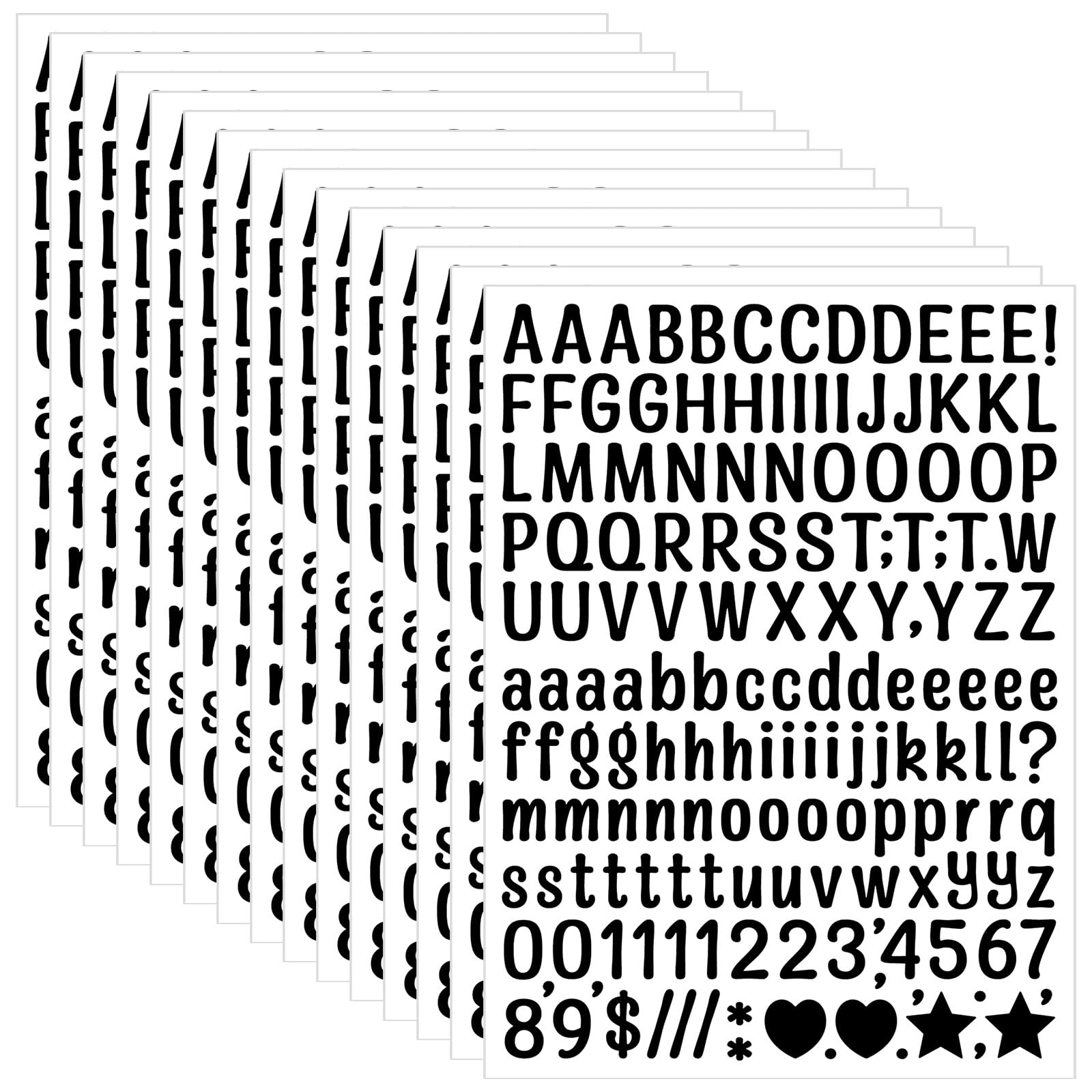 2460 Pcs Letters Stickers 0.5 Inch Black Alphabet
