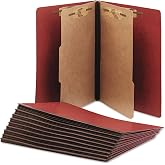 AbilityOne&reg; - NSN5567912 - Pressboard Classification Folder - 2 Divider, 6 Part - Letter - Earth Red