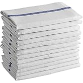SupremePlus Kitchen Towels Set - 12 Pack, 15” x 25” - 100% Cotton Dish Towels for Kitchen, Super Absorbent Tea Towel - Good for Drying Dishes, Cleaning Spills & Countertops - Striped Herringbone Weave