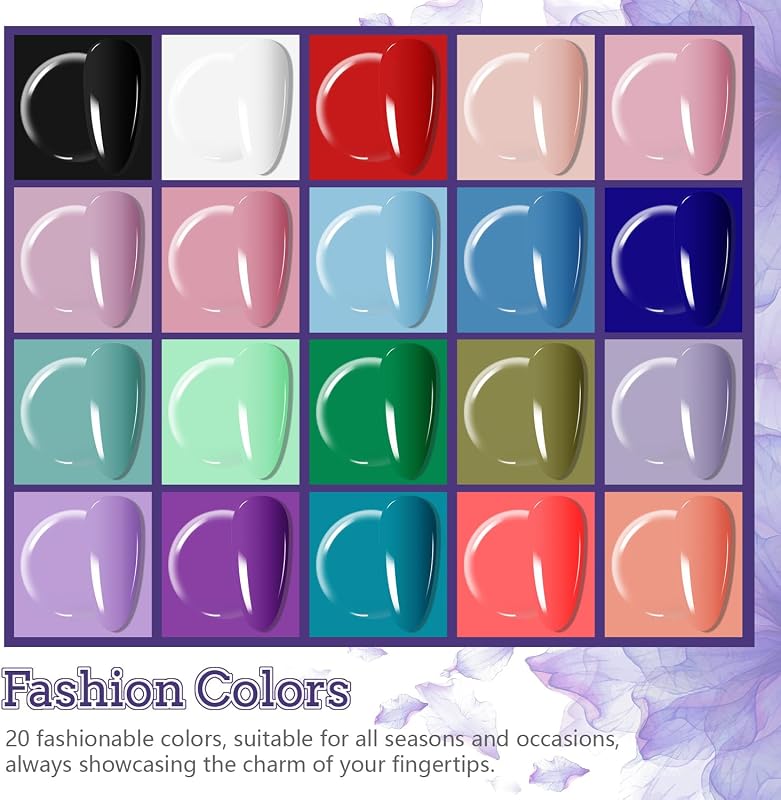 Kit de esmalte de uñas de Gel de 20 colores con Base de luz UV capa superior mate Gel de uñas vibrante de alto brillo equipado con herramientas de manicura… — foto 3 de 8