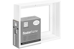 Ampersand Art Supply Floaterframe Readymade Frame for Flat and 1 1/2" Deep Wood Panel and Canvas Artwork, Paintings, Prints, and More, 8"x10", White Thin