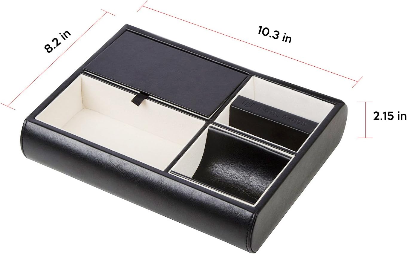 Jack Cube Valet Tray Leather, Desk or Dresser Organizer, Catch-all for Keys Phone, Wallet, Coin, Jewelry - Image 5