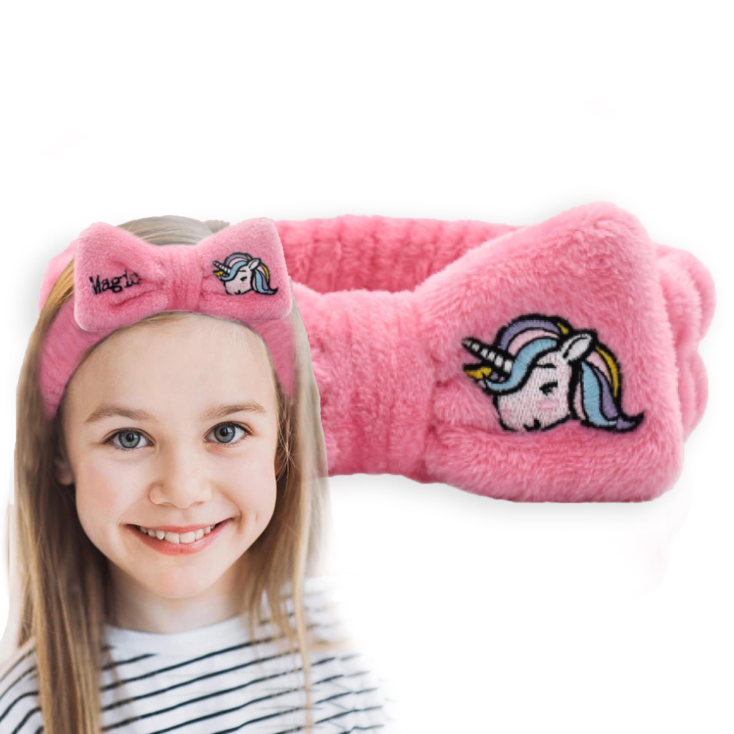 Unicorn Hair Band - with Letters Cute and Wide for Women and Girls - Omg Turban Elasticated Fleece Make-Up Gift Idea - Women and Children