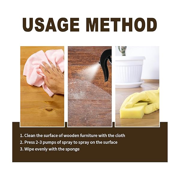 UYUAN BEESWAX SPRAY CLEANER WITH SPONGE & TOWEL FOR WOOD FURNITURE, NATURAL BEESWAX CARE FOR WOOD FLOORS, FURNITURE, TABLES, CABINETS (LEMON)