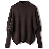 Ciovkis Women's Merino Wool Blend Oversized Sweater 2025 Fall Winter Fashion Mock Neck Batwing Sleeve Knit Pullover Sweater
