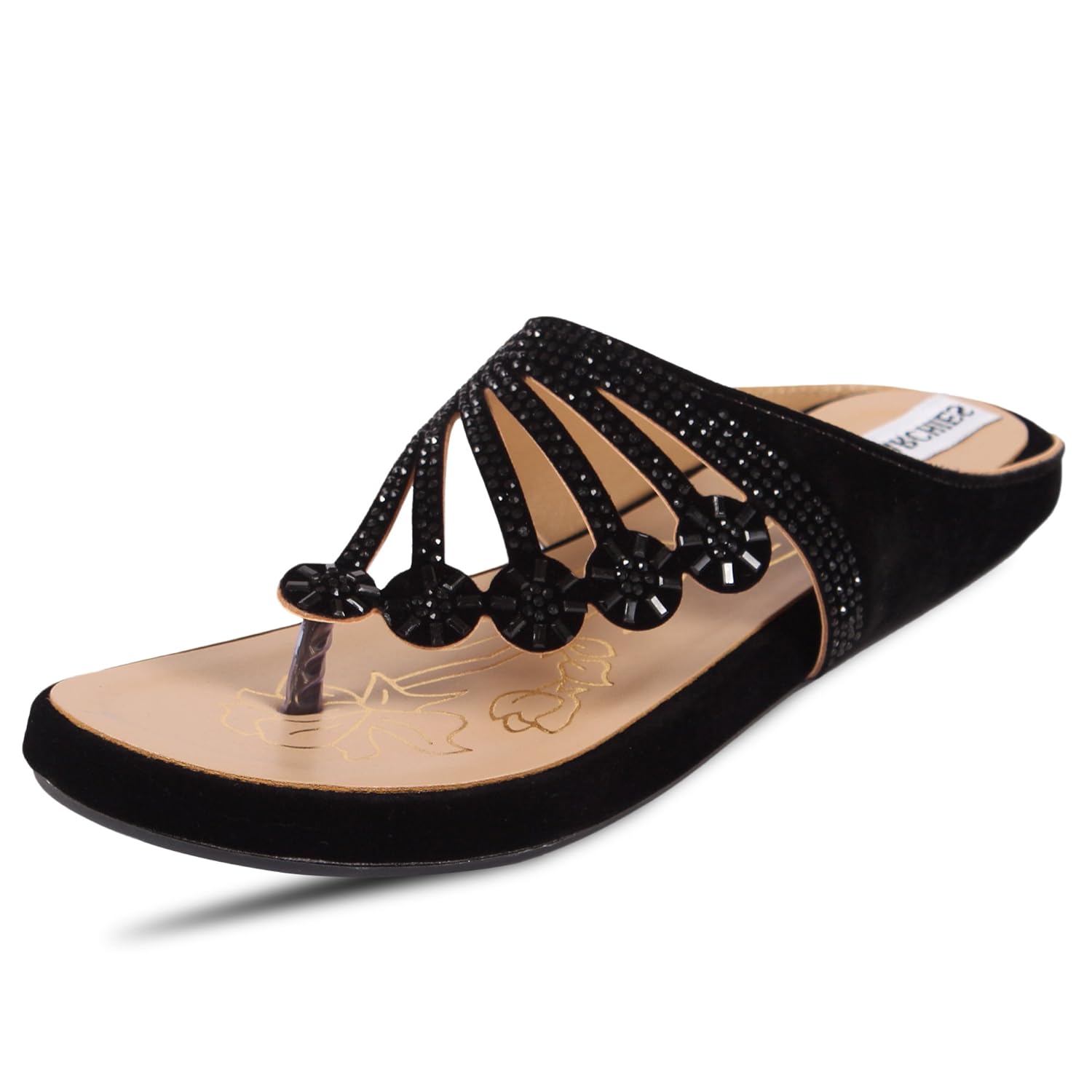 anand archies black color artificial leather flats for girl's & women's (aa-309-black-p)