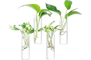 IVOLADOR I Ivolador Wall Plant Propagation Station Hanging Glass Planter Vase Terrarium Container Cylinder Shape Perfect for Propagating Hydroponic Plants Home Office Garden Decor Wedding-4PCS