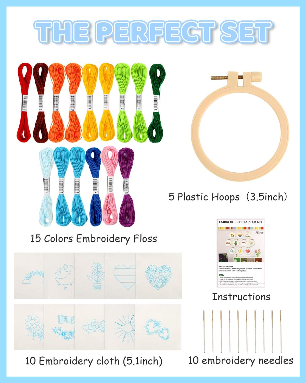 Pllieay 10 PCS Cross Stitch Kits for Beginners Embroidery Beginner Kits for Kids 7-13, Include Instructions - Image 3
