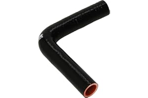 HPS HTSEC90-100-BLK Silicone High Temperature 4-ply Reinforced 90 degree Elbow Coupler Hose, 100 PSI Maximum Pressure, 4" Leg Length on each side, 1" ID, Black