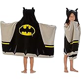 Batman Kids Bath/Pool/Beach Super Soft Cotton Terry Hooded Towel Wrap, 24" x 50", By Franco
