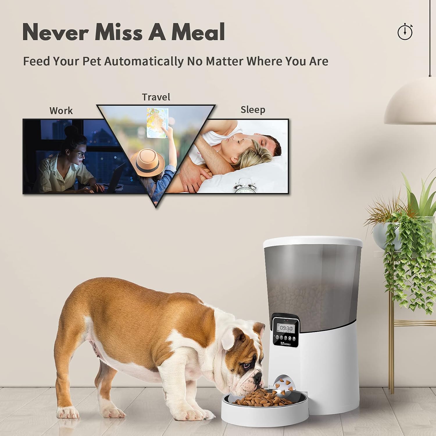 Kitchen & Dining : WOPET Automatic Cat Feeder, 236oz/7L Dog Feeder Pet Food Dispenser with Programmable Timer, Portion Control 1-4 Meals Per Day, Voice Recorder & Dual Power Supply for Cats Dogs (7L) : 