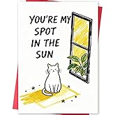 MQMRYeto Cute Cat Valentines Day Card Gift,Lovely Anniversary Card for Boyfriend or Husband, Wife or Girlfriend,'You're My Spot In The Sun'