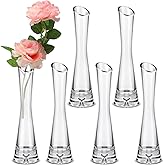 Lallisa 6 Pcs Glass Bud Vases for Centerpieces Maria Modern Clear Small Skinny Decorative Single Flower Bud Vase for Wedding Party Event Home Office Decoration(7.87 Inch,Transparent Color)