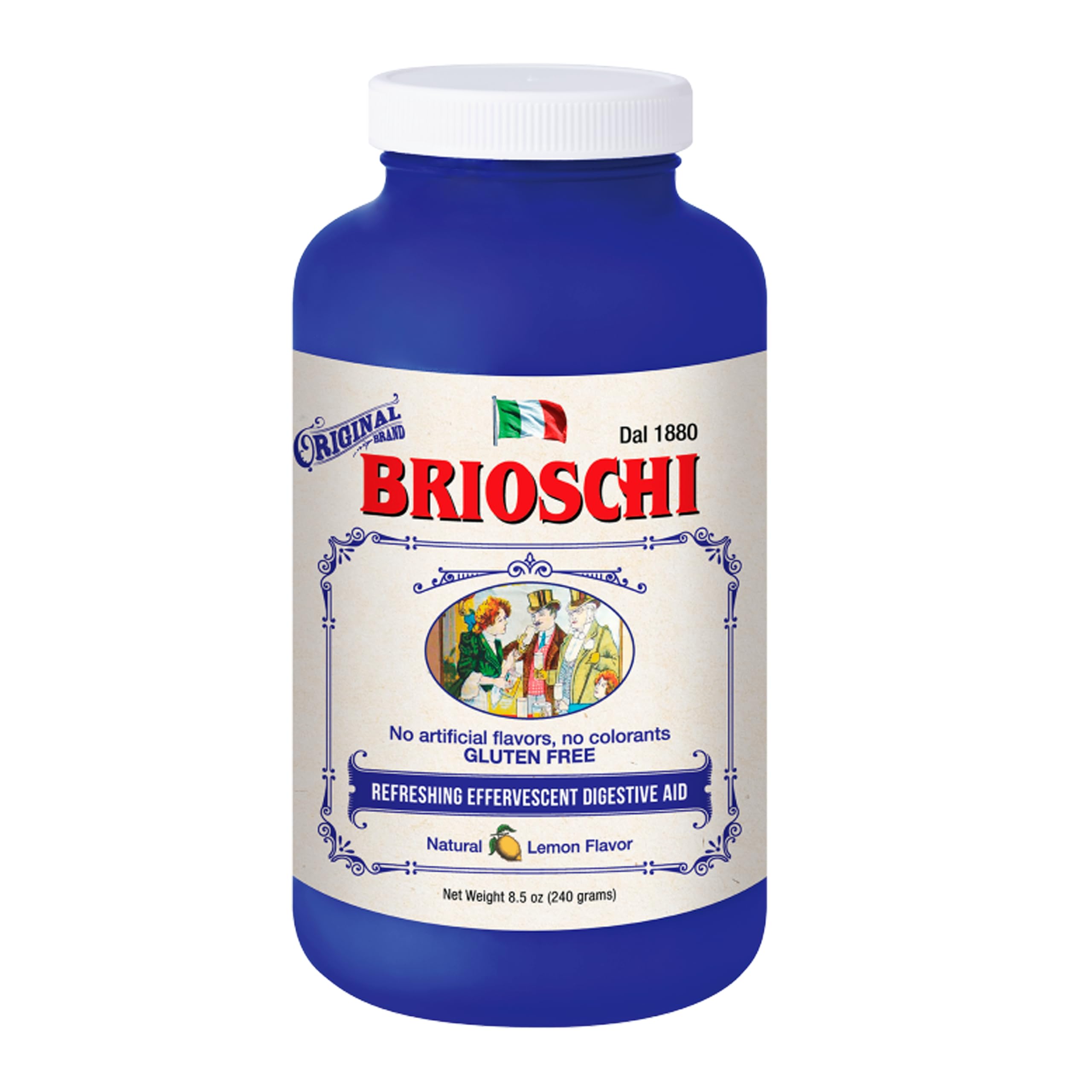 Brioschi Italian Lemon Flavored Effervescent Heartburn, Upset Stomach, Acid Indigestion, 8.5 oz bottle