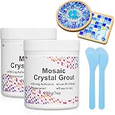 Mosaic Crystal Grout Kit with Scraper, 14oz Mosaic Crystal Sealant | Handmade Decorate Tessellated Coasters, No Need to add Water, Perfect for DIY Craft Projects &amp; Tile Accessories (Translucent)