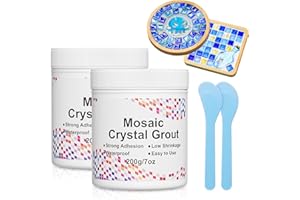 KARIDGE Mosaic Crystal Grout Kit with Scraper, Mosaic Crystal Sealant, Handmade Decorate Tessellated Coasters, No Need to add Water, Perfect for DIY Craft Projects & Tile Accessories (Translucent, 14oz)