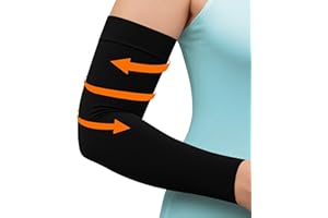 KEMFORD Compression Lymphedema Arm Sleeves for Women - 1 Pair, Black - Medical Arm Brace for Swelling, Edema, Circulation