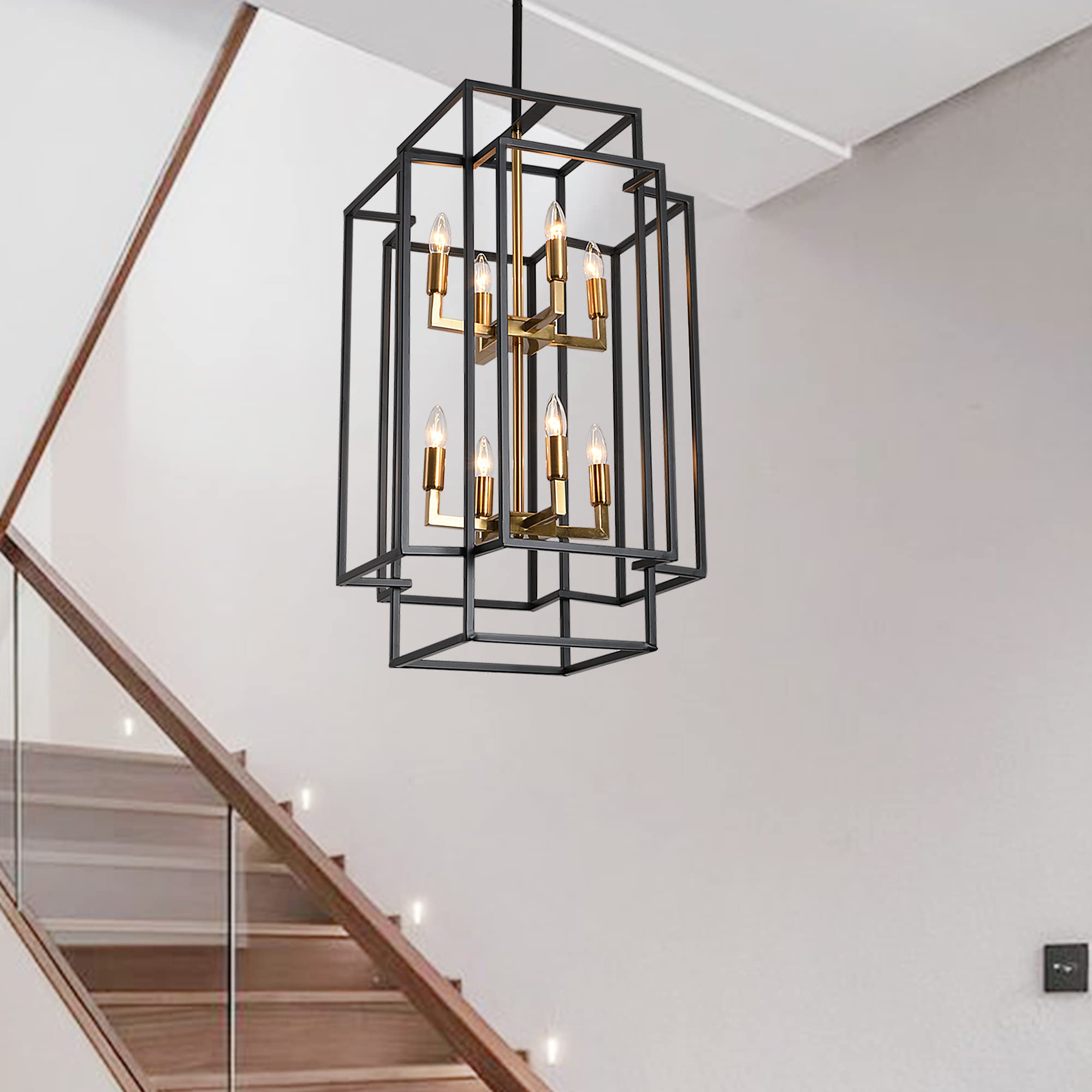 Sdorens 8-Lights Lantern Tiered Pendant Light Fixtures, 31.5 ...